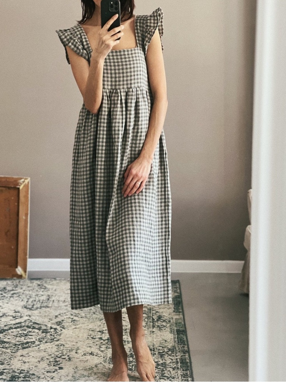 Simply Grey’s Luna Midi Dress - Grey Gingham (M)